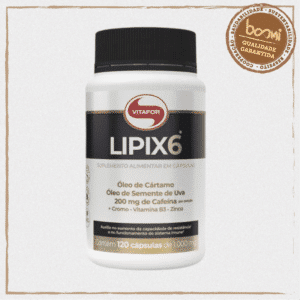 Lipix 6 Óleo de Cártamo, Semente de Uva, Cafeína, Vitamina B3 e Minerais 1g Vitafor 120 Cápsulas