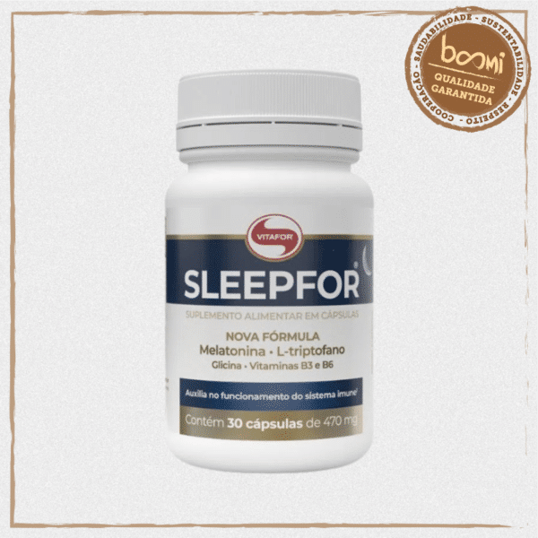Sleepfor L-Triptofano, Glicina, Vitamina B3 e B6 470mg Vitafor 30 Cápsulas