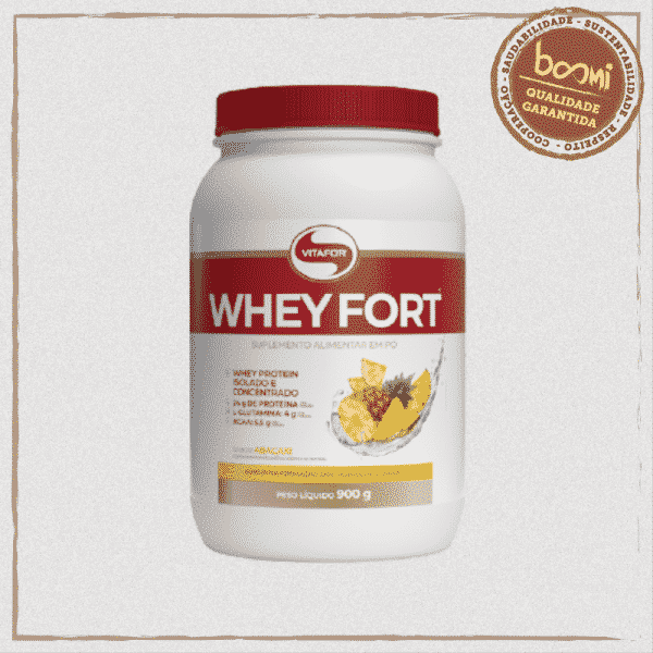 Whey Fort 100% Whey Protein Premium Abacaxi Vitafor 900g