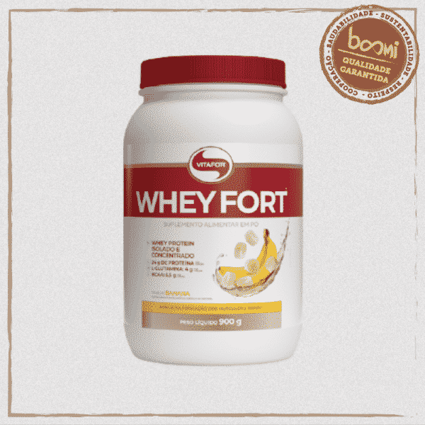 Whey Fort 100% Whey Protein Premium Banana Vitafor 900g