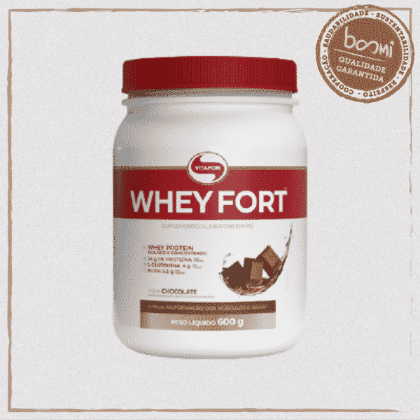 Whey Fort 100% Whey Protein Premium Brown Chocolate Vitafor 600g
