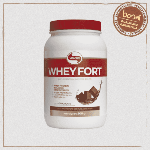 Whey Fort 100% Whey Protein Premium Brown Chocolate Vitafor 900g