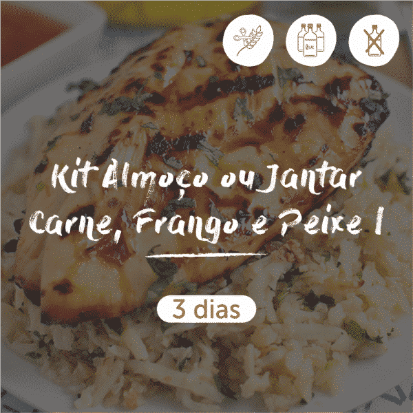 Kit Almoço ou Jantar Carne, Frango e Peixe | 3 dias