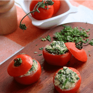 Ingredientes da Receita de Tomates Recheados com Espinafre e Queijo