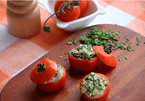 Ingredientes da Receita de Tomates Recheados com Espinafre e Queijo