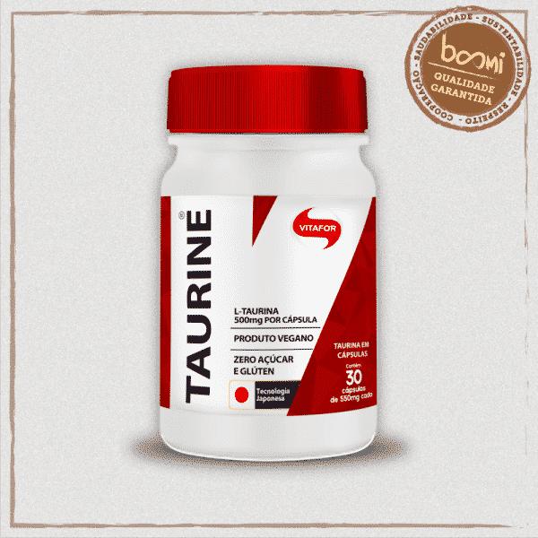 Taurine Aminoácidos 100% L-Taurina 550mg Vitafor 30 Cápsulas