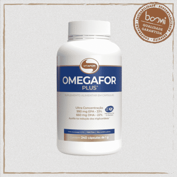 Omegafor Plus Ômega 3 (33% EPA e 22% DHA) 1g Vitafor 240 Cápsulas
