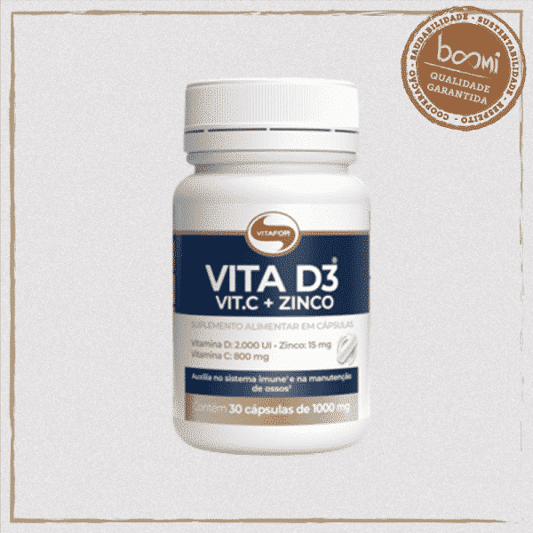 Vitamina D3 + C + Zinco 1g Vitafor 30 Cápsulas