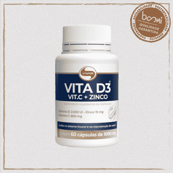 Vitamina D3 + C + Zinco 1g Vitafor 60 Cápsulas