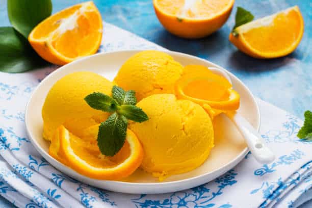 receita de sorbet de laranja e alecrim