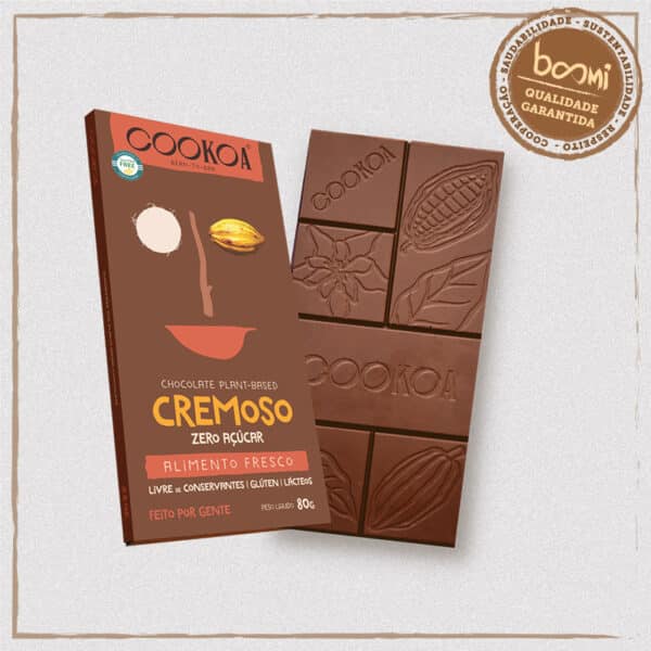 Chocolate Cremoso Zero Açúcar Vegano Cookoa 80g