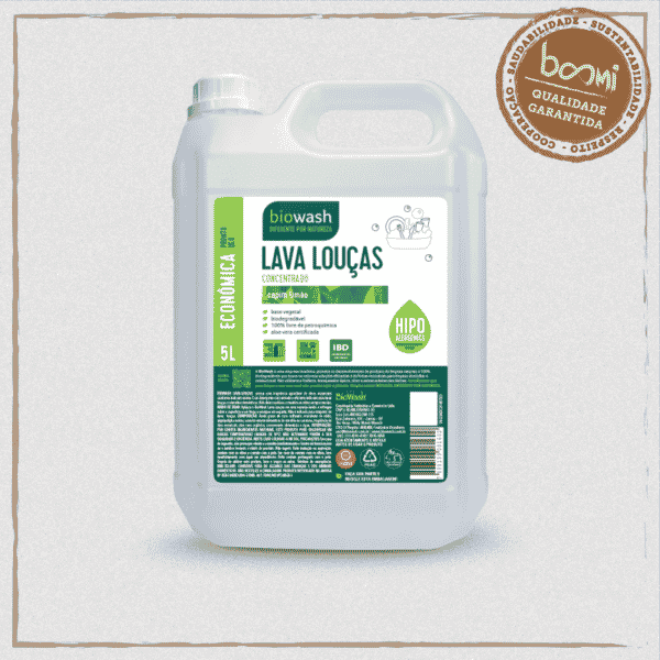 Detergente Lava Louças Capim Limão Biodegradável Biowash 5L