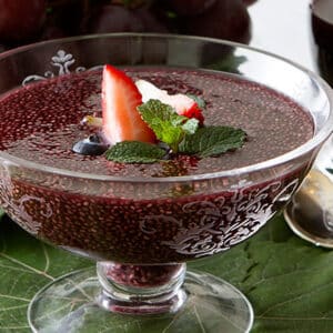 Ingredientes de Sagu de chia e suco de uva