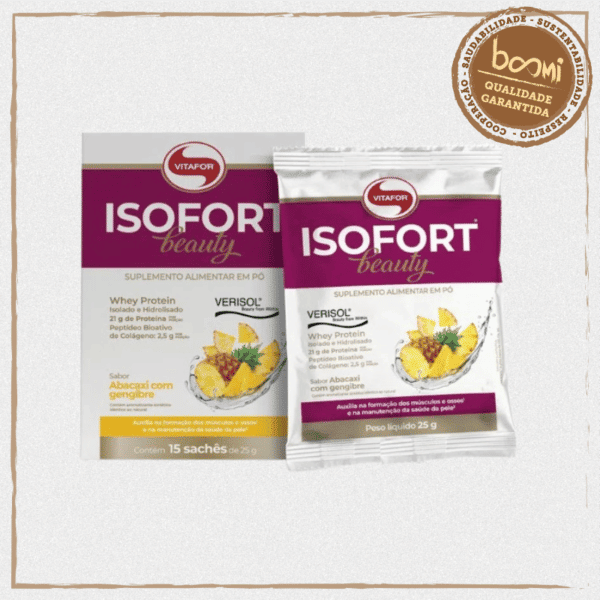 Isofort Beauty Whey Protein Abacaxi com Gengibre 25g Vitafor 15 Sachês